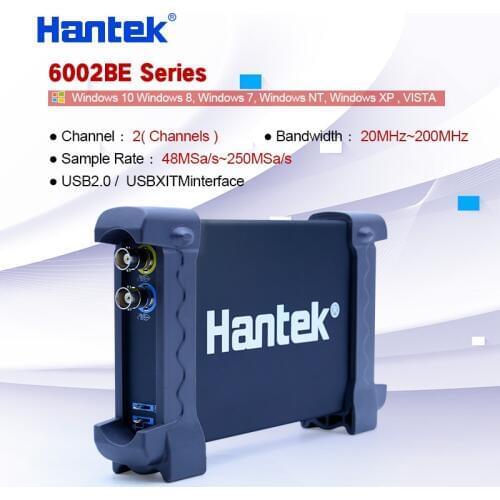 Hantek PC 2 Channels portable oscilloscope 20MHz-200MHz 48MS/s-250MSa/s Oscilloscope USB 2.0 6002BE series Support Win 7/8/10/NT