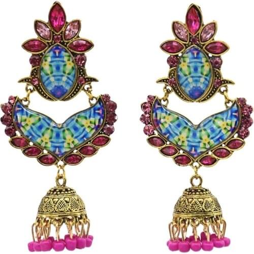 Indian Vintage Bollywood Gypsy Oxidized Gold Plated Traditional Jhumka Jhumki Earrings for Women Bohemian Afghan Egypt Nepal