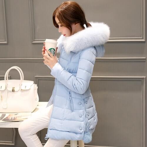 Fox Imitation High Fur Collar Parkas Warm Winter Coat Female Hooded Jackets Padded Women Parka Casaco De Inverno WXF379