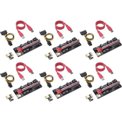 Ver009S PCI-E Riser Card Graphics Card Extension Cable USB3.0 1X to 16X Graphics Card PCI-E Transfer Wiring 6 Pcs