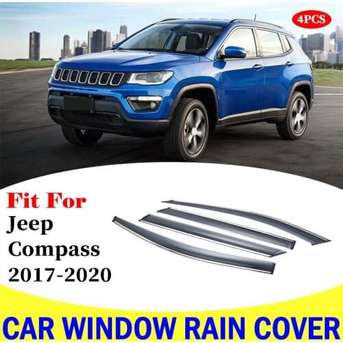 4PCS Car Window Visor Shade Vent Rain Deflector Cover For jeep Compass 2017-2020 car accessories car rain shield deflectors