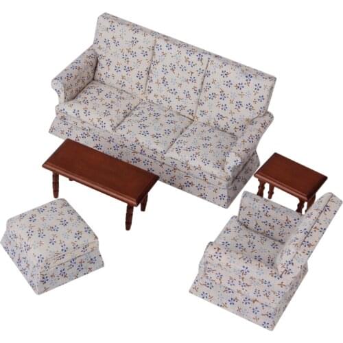 Dollhouse Miniature Furniture Home Decor Supply ACCS Sofa End Table Set 1:12