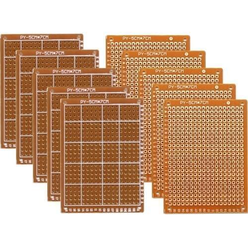 Copper Perfboard 10 PCS Paper Composite PCB Boards (5 cm x 7 cm) Universal Breadboard Single Sided Printed Circuit Board