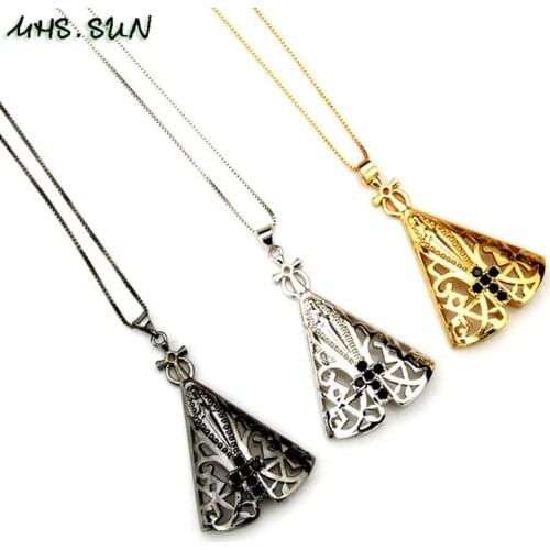 MHS.SUN New Arrival Zircon Necklaces For Women Girls Catholic Cross Pendant Necklace Fashion Gold/Black Color Chain Jewelry 1PC