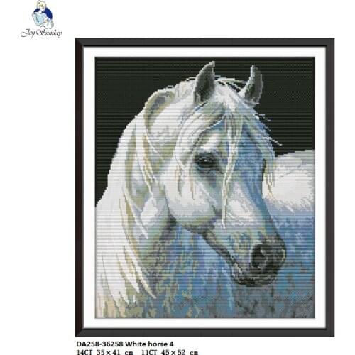 White Horse Patterns Cross-stitch Kits Animal Style DMC 11CT and 14CT Embroidery Needlework Home Decor Wholesale DIY Hand Crafts