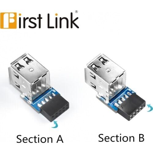 Desktop motherboard USB extension 9Pin/10Pin pin to dual USB2.0 female Bluetooth dongle
