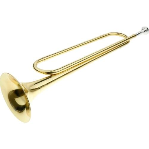 Durable Brass Youth Kids Students Mini Marching Bugle Trumpet Golden, B Key
