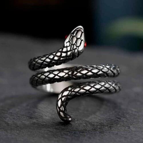 Dropshipping European New Retro Punk Exaggerated Spirit Snake Ring Fashion Personality Stereoscopic Anel Jewelry