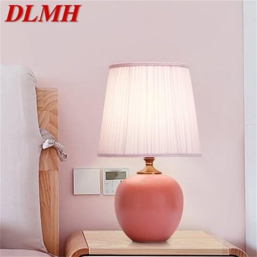 DLMH Touch Dimmer Table Lamp Ceramic Pink Desk Light Contemporary Decoration for Home Bedroom