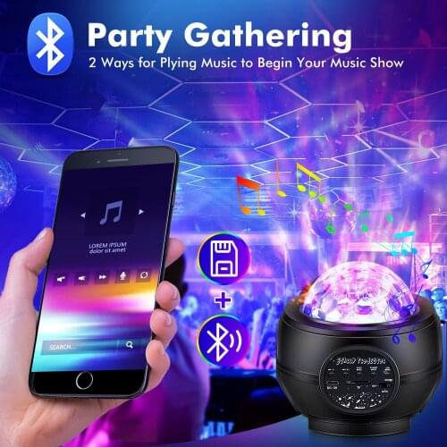 LED Star Ocean Wave Projector Night Light Galaxy Starry Sky Projector Night Lamp With Music Bluetooth Speaker For Party DJ KTV