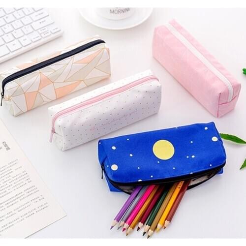 Starry Sky Canvas Pencil Case Dot School Pencil Cases Pencil Bag for School Supplies Kawaii Stationery Pouch
