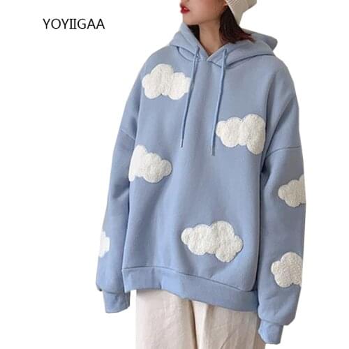 Autumn Winter Women Hoodies Thick Warm Female Fleece Hoodies Oversize Sweatshirt Tops Fashion Casual Ladies Girls Hooded Top