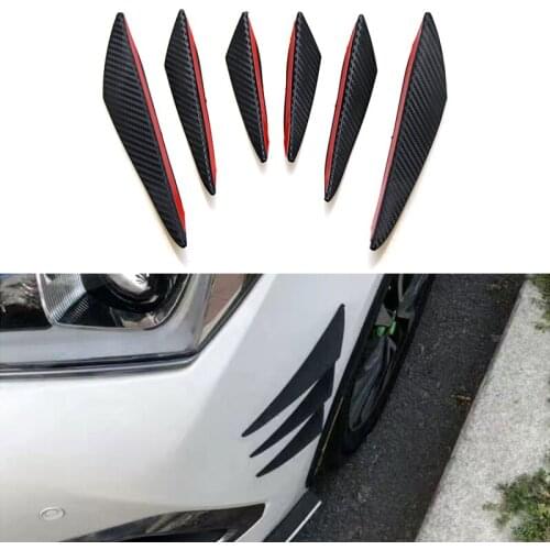 6PCS Carbon Fiber Pattern Universal Front Bumper Spoiler Modified Bumper Air Knife Lip Decorative Strip Car Tuning Canard