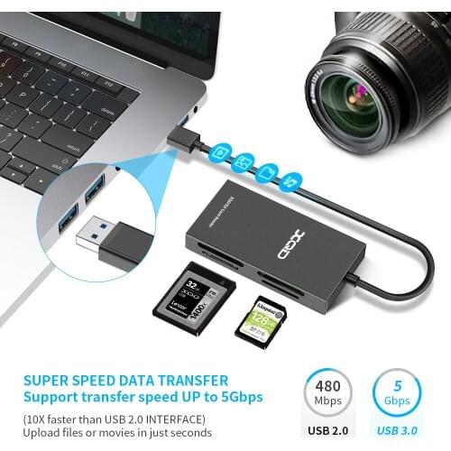 UTHAI CR314 Multi-Function High-Speed USB3.0 Dual XQD, Dual SD Card Slot Card Reader