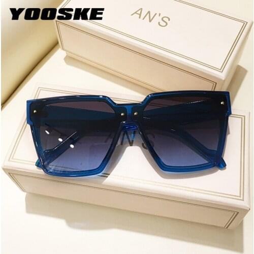 YOOSKE Vintage Square Sunglass Women Men New Oversized Sunglasses Ladies Luxury Sun Glasses Gradient Pink Goggle UV400