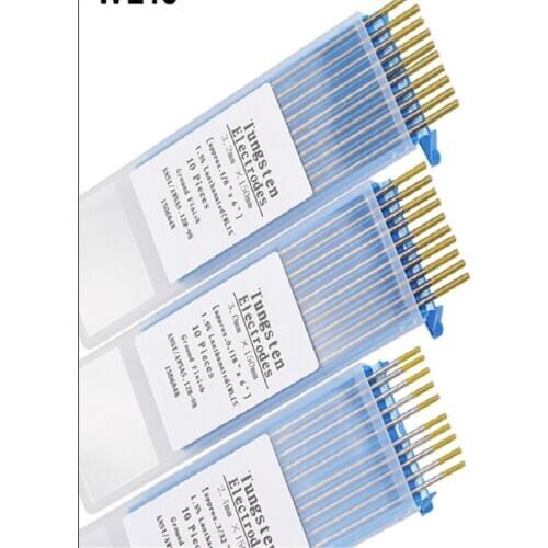 WL15 10 Piece Gold Color 1.0/1.6/2.0/2.4/3.0/3.2/4.0mm*150mm Lanthanated Tungsten Electrode Head Tungsten Needle/Rod For Wel