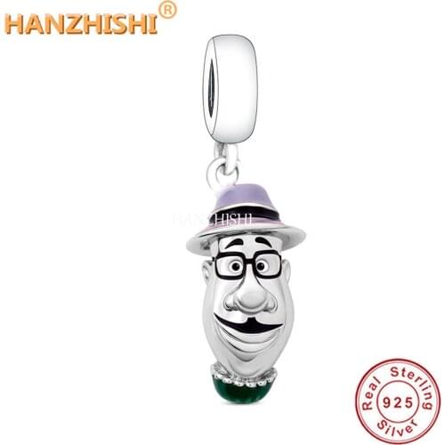 925 Sterling Silver Funny Man Head Pendant Charm Beads Fits Original Pandora Charm Bracelet Necklace Jewelry Accessories 2021