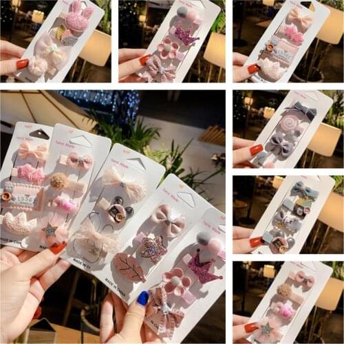 Baby Girls Hair Clip Cute Hair Accessories Cartoon Hair Clip Headwear Bow Flower Lace Crown Hairpin Headdress Crochet Barrette