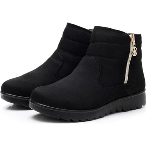 2020 Women Snow Boots Warm Short Fur Plush Winter Ankle Boot Plus Size Platform Ladies Suede Zip Shoes Female Comfort Drop Shipp