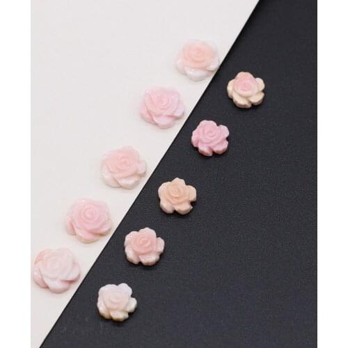 2PC Natural Freshwater Shell Beads Fine Pink Flower Shell Loose Beads for Women Making Jewerly Accessories Size 10x10mm