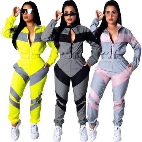 KALENMOS Two Piece Sets Women Spring Autumn Windbreaker Suits Outfits Motorcycle Set Tops Pants Waterproof Tracksuit Sweatsuit