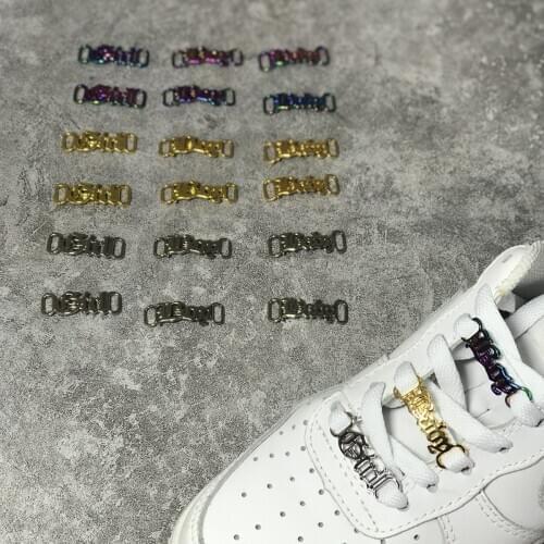 1Pair DIY Letter Shoelaces Buckle Decorations Sneaker Kits Metal Lace Buckle Stylish Sports Metal Kits Shoelaces Accessories