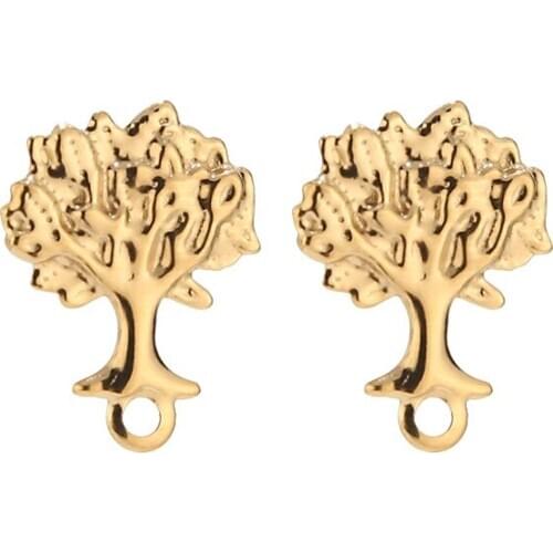 10pcs/lot Hot selling Loving Nature Tree of Life stainless steel Stud Earrings with hole for earring DIy Jewelry making Findings