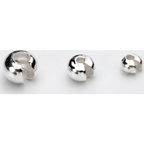 10pcs 925 Sterling Silver 2/3/4/5/6mm Small Crimp Bead Knot Cover Crimps Fit Bracelet necklace For Jewelry Making