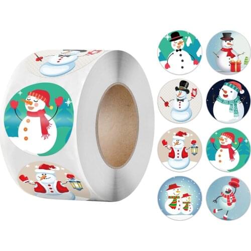 100-500Pcs Merry Christmas Stickers Round Holidays Stickers For Xmas Thank You Greeting Cards Sealing Gift Decoration Stickers