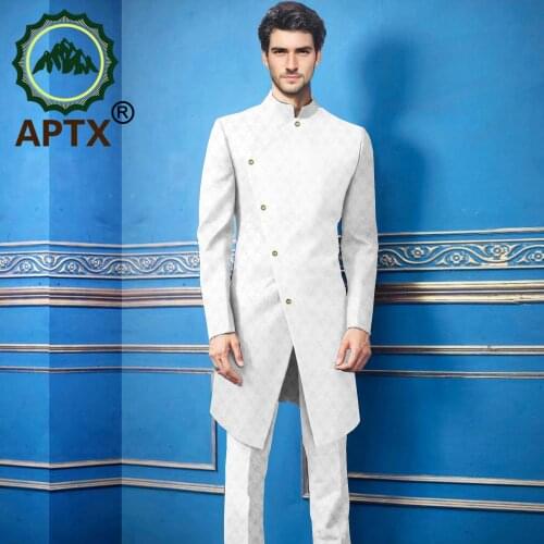 2021 new fashion mens wear, stand collar simple suit, button decoration, slim Top + trousers, jacquard fabric TA2116010