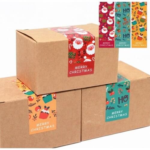 30-90 Pcs Merry Christmas Stickers 3 Style Animals Snowman Trees Decorative Stickers Wrapping Gift Box Label Christmas Tags