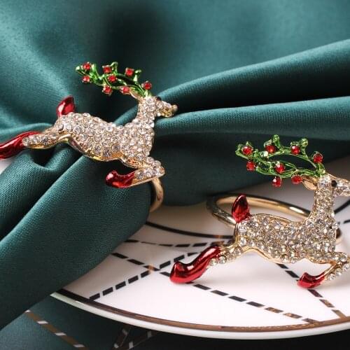 6PCS/Metal Christmas Reindeer Napkin Ring Desktop Decoration Used for Christmas Family Gathering, Holiday Dinner Party, etc
