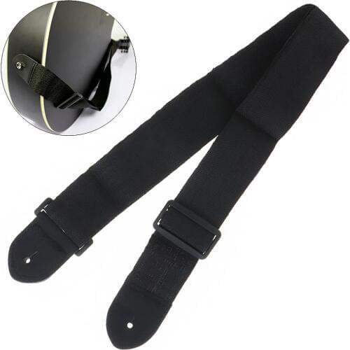 68-124cm Black Color Strong Adjustable Nylon Guitar Strap Folk Guitar Wooden Guitar with PU Leather Ends for Guitar Player