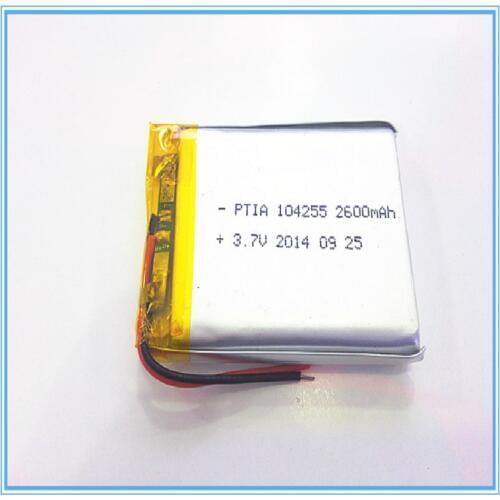 Free shipping 3.7 V lithium polymer battery 2600 mah 104255 mobile power supply tablet GPS navigator