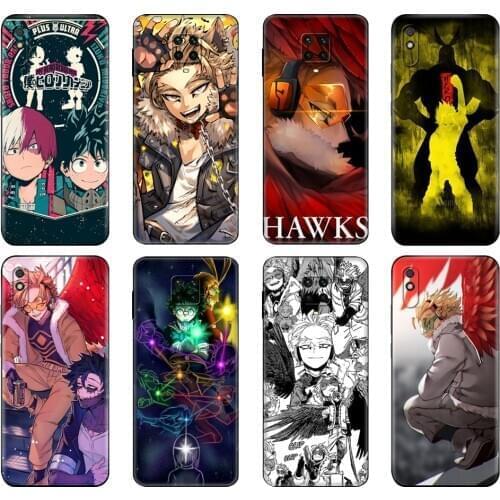 Black tpu Case For Xiaomi Redmi 7A 8 8A 9 9A 9C Case Redmi Note 8T 8 Pro T Note 9 9S 9 Pro Case BNHA Hawks Coat Anime