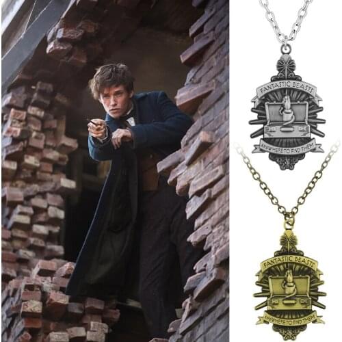 Fantastic Beasts Logo Pendant Neckalce Where to Find Them Metal Statement Neckalces For Cosplay Party Supply Anniversary Gifts