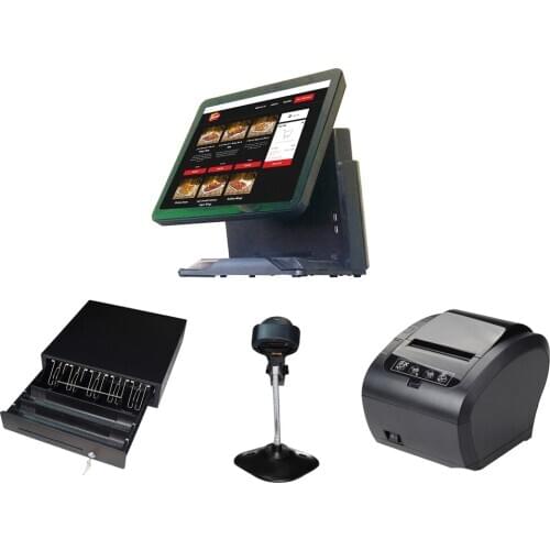 Nice 15 inch touch capacitive screen cash register pos a set of touch pos terminal for Restaurant