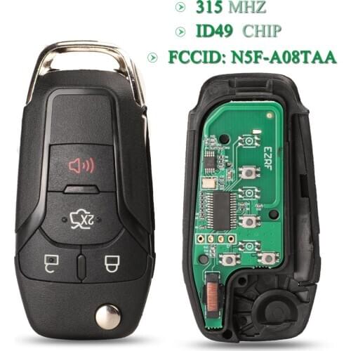 Bilchave 4 Buttons 315Mhz ID49 Chip Replacement Remote Smart Car Key Fob For Ford Fusion 2013-2016 N5F-A08TAA