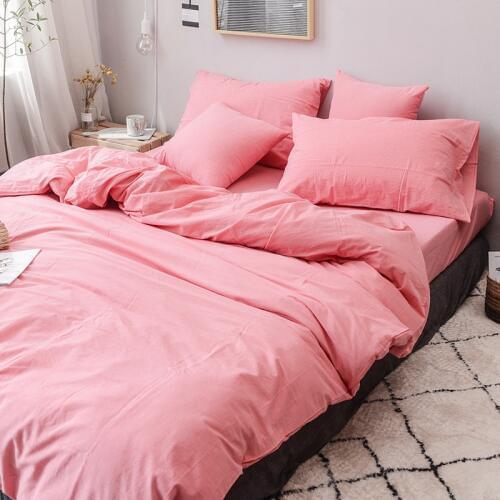 Pink 3pcs duvet cover sets (1pcs duvet cover+2pcs pillowcase)/Wash cotton 100% cotton quilt cover sets