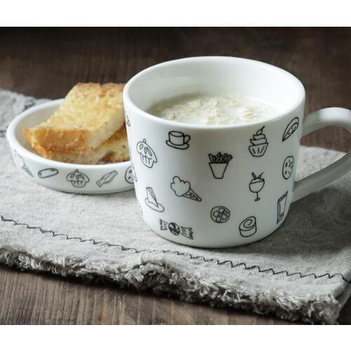 Creative Ceramic Mug with Saucer Porcelain Cup Mug for Coffee Tea Milk with Handle for Breakfast, Afternoon Tea (Mug+Saucer)