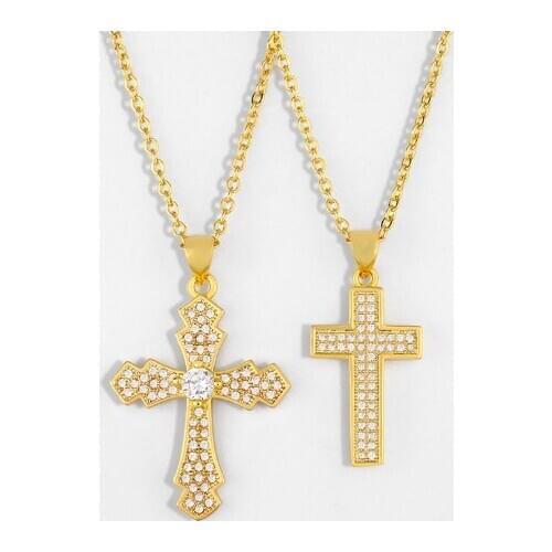 Cross multicolor micro pave cz zircon cubic zirconia necklace copper Clavicle gold plated Snake Chain Choker Pendant hyrt45