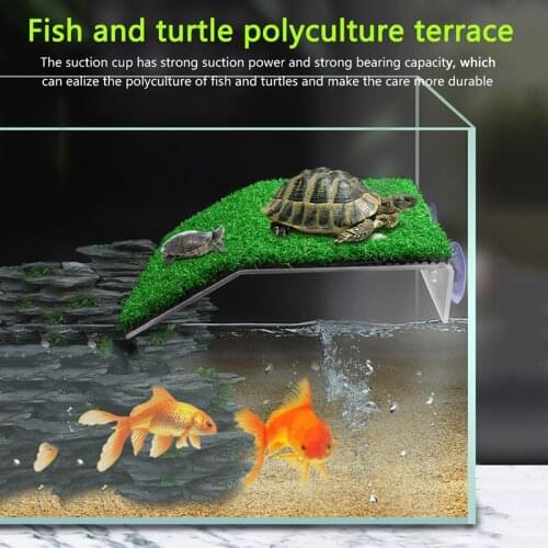 Tortoise Climbing Ladder Platform Aquarium Fish Tank Turtle Simulation Lawn Terrace Climbing Landscaping Greenl