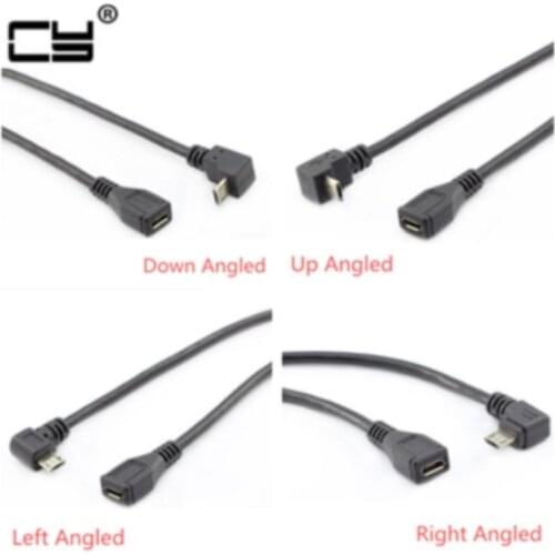 Micro USB 2.0 5Pin Male to Female to Extension connector Adapter Long plug Connector 90 Degree Right & Left & Up & Down Angled
