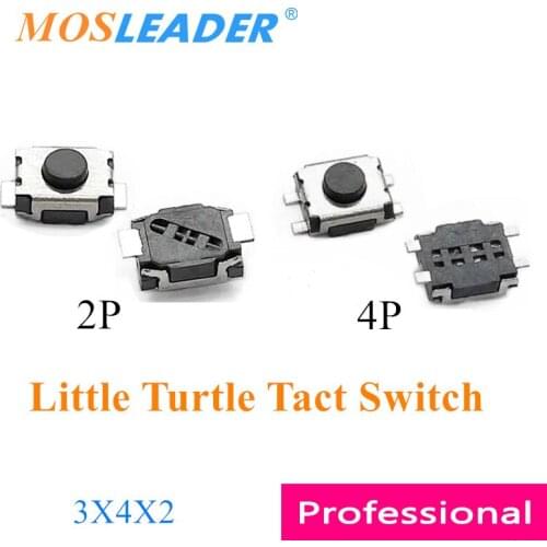 Mosleader 1000pcs 3*4*2 3x4x2 Tact Switch 2P 4P 2 Pin 4 Pin SMD Small Little Turtle Switch Micro Button No location Bulk Tape