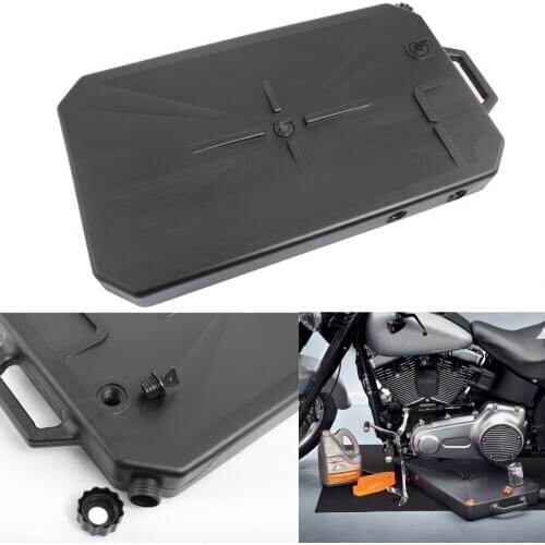 Motorcycle Black ABS Low Profile Oil Drain Pan w/ Spout For Harley Electra Glide FLHT Road King FLHRXS CVO Limited FLHTKSE