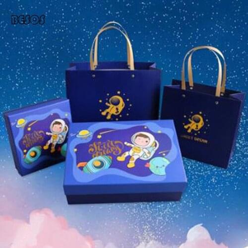 Cartoon Blue Pink Background Astronaut Mermaid Design Childrens Day Birthday 100 Day Feast Clothes Toys Watch Gift Box B070D
