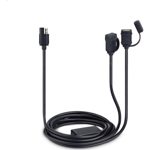 MWUPP Motorcycle Dual USB Port 12V-24V 2.4A IPX6 Waterproof USB Charger with Micro USB Charging Cable for Smart Phones GPS