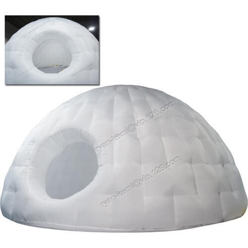 Small inflatable igloo tent with circle door 4.6m white inflatable dome tent for party Christmas decorative inflatable ice house