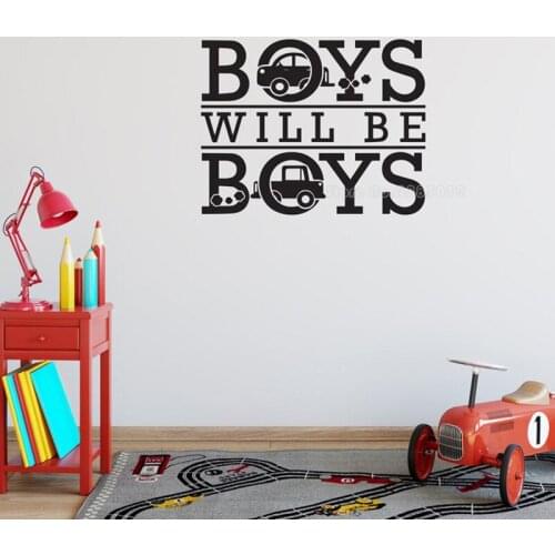Boys Will Be Boys Words Car Wall Stickers For Boy Kids Room Wall Decals Car Sticker Bedroom Vinyl Mural Sticker Wallpaper LL2018