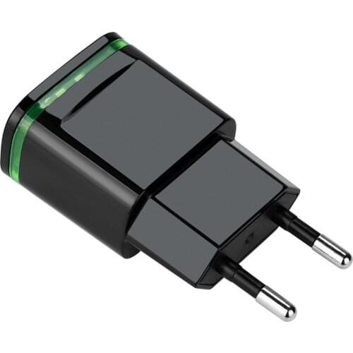 Double USB Ports 2 EU Plug 5V 3A Wall charger Mobile Adapter Light LED Fast Charging for iPhone Samsung Huawei Desktop charger
